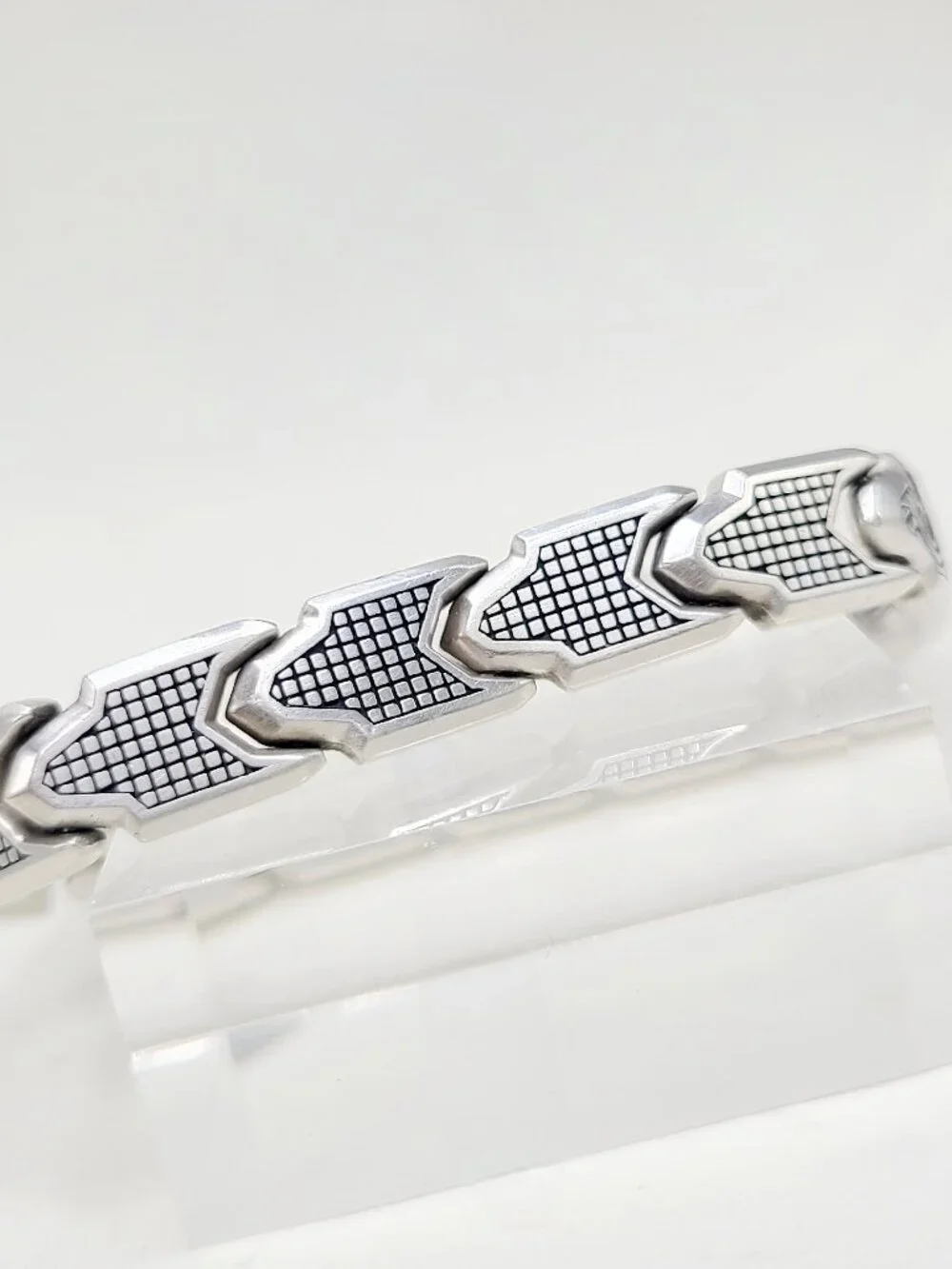 David Yurman Waves ID Link Bracelet w/ Pavé Black Diamonds - 9mm - Size Medium